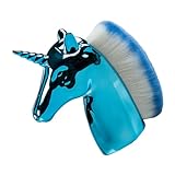 jojofuny Einhorn Make Up Pinsel mit Kunststoffgriff Professioneller Kosmetikpinsel für Damen Puder und Foundationpinsel mit Blauer Tragetasche Kreatives Design für Täglichen Gebrauch