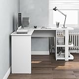 L-förmiger Gaming-Schreibtisch mit Ablagen, 140 cm, Eckschreibtisch für Zuhause, Büro, Computer-Arbeitsplatz