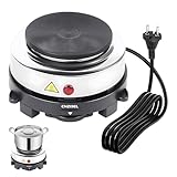 GOMETY Kochplatte Elektrische, Kochplatte aus Gusseisen&Edelstahl 5 Brennstufen 220V Kleine Herdplatte 500W/Kochplatte Einzeln Mini Einzelkochplatte Küche Heizplatte für Haushalt, Camping (Schwarz)