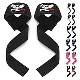 BEAST RAGE Zughilfen für Krafttraining (Fitness Straps) Kreuzheben Gurte Frauen Männer (Gepolstert) Gewichthebergurte Baumwolle Handgelenkstütze Griffe Hantel Bar (Lifting Straps) (Schwarz)