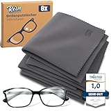 TiefenRein Brillenputztücher Mikrofaser 8X Grau - 20x20cm Extra Weich – Bildschirm Reinigungstücher, Brillenputztuch Groß, Microfaser Brillenputztuch für Klare Sicht und Sanfte Pflege der Brille