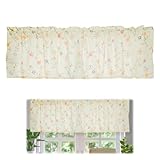 Bistrogardine Modern Kurzgardine,Scheibengardine Baumwolle Fenstergardinen,Gardinen Küche Kurz BxH 150x30 cm,Bistro Gardine Blumen,Küchengardinen Landhausstil für Küche,Wohnzimmer,Balkon,Kurze Fenster