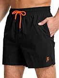 Atforna Badehose Herren Kurz Badeshorts Schnelltrocknend Schwimmhose Männer Board Shorts Strand Surfen Strandhose mit Mesh Liner Schwarz M
