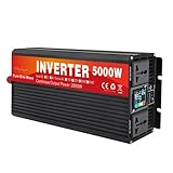 HENGJINGTR 12V Auf 220V, 5000W Reiner Sinus-Wechselrichter, 60V 48V 24V 12V DC Auf 110V/220V AC Umwandler, Auto-Strom-Solarwechselrichter Mit LCD-Anzeige Für Wohnmobile, Camping,12v to 220v 50hz