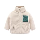 Generisch Kinder Kleinkind Baby Unisex Frühling Winter Hoher Kragen Patchwork Langarm Mantel Jacke Kleidung Winter Kleidung Kinder (Beige, 2-3 Years)