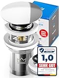 FEINER® Universal Waschbecken Ablaufgarnitur – Passend für Waschbecken & Waschtische mit und ohne Überlauf, Stöpsel herausziehbar mit Haarfänger, inklusive GRATIS Ersatzdichtungen & Einbauanleitung