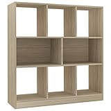 vidaXL Bücherregal mit 8 großen Fächern Standregal Aktenregal Wandregal Raumteiler Raumtrenner Regal Sonoma-Eiche 97,5x29,5x100cm Holzwerkstoff