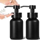 GMISUN Schaumseifenspender, 250ml Seifenspender Schaum schwarz matt aus Glas für Küche, 2 Stück Modern Schaumspender für Bad, nachfüllbaren Seifenschaumspender, Spülmittelspender, Handseifenspender