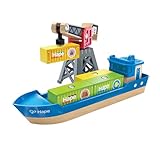 Hape Frachtschiff & Hafenkran, Eisenbahn-Set, ab 3 Jahren