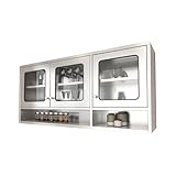 Wandschrank aus Edelstahl mit zwei Türen und verstellbaren Regalen, stilvolle Aufbewahrungslösung für Wohnzimmer und Badezimmer, 150 x 30 x 70 cm, Silber