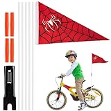 Fahrradfahne Wimpel Fahrradanhänger Sicherheitswimpel Fahrradanhänger 150 cm Kinderfahrrad Fahnen mit Montagehalterung geeignet für Anhänger, Roller oder Go-Karts (rot)