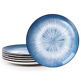 NUTRIUPS 6er Set Speiseteller, 26.5cm Teller Set 6 Personen, 10.5'' Speiseteller Porzellan, Mikrowellen & Spülmaschinenfest (Blau)