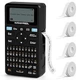 SUPVAN E11 Etikettendrucker mit 4 Rollen Endlos-Etiketten selbstklebend, Deutsches Layout (QWERTZ) Tastatur & Bluetooth (iOS/Android), Geeignet für Schule, Büro & Zuhause, schwarz