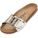 Palado Pantoletten Damen Malta EGS Metallic - bequeme Sandalen Made in Spain - Hausschuhe mit dämpfendem Kork-Fußbett - modische Sommerschuhe Gold UK7 - EU40