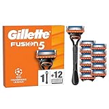Gillette Fusion5 Rasierer für Männer — Inkl. 1 Gillette Nassrasierer, 12 Ersatzklingen mit Gleitstreifen für ein Sanftes Gleiten und 5 Klingen für eine Gründliche, Langanhaltende Rasur