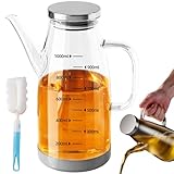 Ölflasche: 750ML Olivenöl Flasche, Glasölflasche mit Rutschfester Griff, Ölspender mit Rutschfeste Silikonbasis, Olivenölflasche Tropffreier, Auslaufsicher Ölspender für Sojasauce Olivenöl Essig