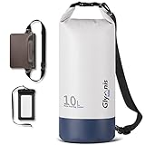 Glymnis Dry Bag wasserdichte Tasche 10L 20L Wasserdichter Packsack mit Bauchtasche und Tragegurt Waterproof für Wassersport Strand Schwimmen Bootfahren Reisen Camping (Weißblau, 10L)