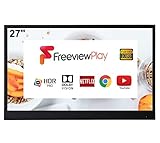Soulaca Smart TV 27 Zoll schwarz IP66 TV wasserdicht für Badezimmer, Hotel mit WLAN und Bluetooth
