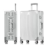 Aoliwei Koffer Handgepäck · Silber · Alu-Rahmen · Hartschalen in Polycarbonat · Trolley Reisegepäck · Reisekoffer mit 4 Doppelräder · TSA Zahlenschloss · XXL-78 cm