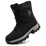 ASOCO DREAM Schneestiefel Herren Wasserdicht Warm Gefüttert Winterstiefel Outdoor Leicht Rutschfest Winterschuhe,Schwarz,43 EU