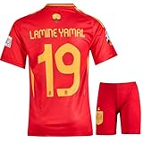 IHIMI Lamine Yamal No 19 Spanien, Trikot für Kinder und Shorts Sporttrikot, Special Design Limitierte Auflage, Fußballtrikot Trainingstrikots, Kinder Trikot Mit Kurz Fußballfans (176)