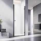 SONNI Duschtür 80x195CM Pendeltür Dusche Schwarzer 6mm gehärtetes Glas Wasserschutzleiste Magnetische Anziehung