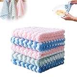 GARWAR Circulatik Coral Fleece Striped Rag Cleaning Dish Cloth,Circulatik Microfiber Cleaning Cloth,Super Soft Absorbent Dish Towels Rags Cloths,Reusable and Washable (5Pcs)