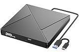 Externes CD DVD Laufwerk, USB 3.0 & USB-C CD/DVD Laufwerk Extern, CD DVD +/-RW ROM Brenner Optical External DVD Drive für Laptop, PC, Desktop, MacBook, iMac, Windows 11/10/8/7/XP/Linux/MacOS