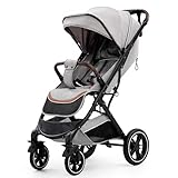 YAZOCO Kinderwagen, 0–4 Jahre buggy klein Zusammenklappbar, 0–22 kg,buggy klein zusammenklappbar, Fußabdeckung, Regenabdeckung, Moskitonetz (grau)