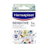 Hansaplast Kinderpflaster Sensitive (1m x 6cm), Wundpflaster mit niedlichen Tiermotiven zum Aufmuntern, schmerzlos zu entfernendes Pflaster