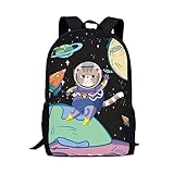 Tomeusey Rucksack für Kinder, leichter modischer Rucksack für Reisen, Camping, Wandern, Schule, Space Cat, Einheitsgröße