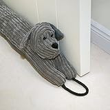 Forecronic Unter Tür Zugluftstopper Dekorative Windstopper 91cm für Tür & Fenster, beschwert Tier Luft Zugluftstopper Schlange Lärm Blocker für unten an der Tür mit hängenden Schlaufen - Grau Hund
