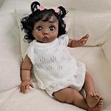 RXDOLL Realistische Reborn Babypuppen Schwarzes Mädchen 16 Zoll Lebensechte Neugeborene Puppe Weicher Tuchkörper Afroamerikanische Babypuppen, die echt aussehen Silikon Babys Biracial Puppe
