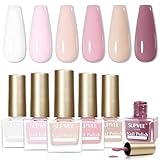 SUPWEE 6 Farben Nagellack Set, Schnelltrocknend Weißer Nackter Rosa Nagellack auf Ölbasis Langanhaltender Nail Polish DIY Salon für Frauen Maniküre Ohne UV Lampe
