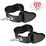 Zocipro 2 Stück Herz Springform 10cm, Mini Kuchenform Backform mit Antihaftbeschichtung, Kleine Kuchenbackformen mit Flachboden für Kuchen Backen, Schwarz