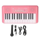 32 Elektronische Tastatur der Taste, 32 Digital Klavier 32 Tasten Tragbare Tastatur mit 16 Tönen 10 Rhythmen Demo -Songs Aufnehmen Wiedergabemikrofon für Anfänger Kinder (erdbeerrot)