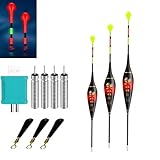 2 Stück Led Posen Angeln Mit Ladegerät Und Akkus, Posen Angeln Mit Gravity Sensing Und Basis, Angel Zubehör Zum Tauchgebiet Angeln Am See, Fluss Oder Teich (3pcs Posen Angeln Set-H)