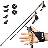 Attrac Wanderstöcke Nordic Walking Trekkingstöcke Classic Aluminium Stöcke mit Anti-Shock Dämpfung I Teleskop verstellbar & super leicht 69-136cm inkl. Workout und App I Wählbar mit Tragetasche