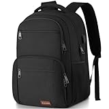BIKROD Rucksack Herren Damen, Schulrucksack Jungen Teenager, Wasserdicht Arbeit 15.6 Zoll Laptop mit USB Ladeanschluss, Reisen Wandern Backpack mit Anti Diebstahl Tasche, Schwarz Daypack, 20-35 L