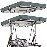 Deluxe 600D wasserdichte Veranda-Schaukel, Ersatz, Allwetter-UV-Schutz, Outdoor-Überdachung (grau, 195,6 x 124,5 x 15 cm) für Gartenschaukelstühle