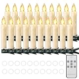 Cibnew Weihnachtskerzen Christbaumkerzen Kabellose Weihnachten LED Kerzen mit Fernbedienung,Timer-Funktion für Weihnachtsbaum Hochzeit, Geburtstags, Party (20er Beige)