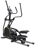Hop-Sport HS-250CF Jucon Crosstrainer für zuhause bis 150kg – klappbarer Ellipsentrainer mit App Steuerung, 12 Programmen, 24 Schwungmasse – gelenkschonendes Ganzkörpertraining (Schwarz Gold)