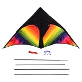 Klassischer Drachen für Anfänger, Kinder, dreieckig, mit Leine, Outdoor-Spaß, Sport, Aktivitäten, langer Schwanz, fliegendes Spielzeug für Erwachsene, Jungen und Mädchen, großer