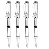 UTHCLO 4 Stück pack Transparenter Füllfederhalter mit Kleiner Feder Ergonomischer Kalligrafiestift für Schüler Nachfüllbarer Tintenabsorber Füller zum Handschrift und Kalligrafie Üben