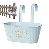 Matter hängende Abdeckung aus Metall – Hängende Pflanzgefäße für Geländer | Balkongeländer im Freien | Feldfenster | Blumenkästen für Garten Dec