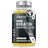 Creatin Monohydrate - 3000mg Kreatin pro Portion - 90 Gummibärchen ohne Zucker - Leckere Alternative zu Kapseln, Tabletten, Pulver mit Zitronengeschmack - Vegane Gummies von WeightWorld