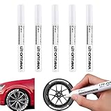 Nurila 5 Stück Reifenstift Weis Wasserfest, Lackstift Weiß, Reifen Stift Weiß Wasserfest, Reifenmarker für Auto, Motorrad, Steine, Felsmalerei, Keramik, Glas, Holz, Stoff, Metall, Reifen Stift