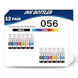 CMADJT 056 Tinten Set mit 12 Tintenflaschen Kombipack (70 ml) als Ersatz für Epson 056 Tintennachfüllung Kompatibel mit Epson L8058 L18058 Druckerserie für Bank Schule Familie Krankenhaus,12Pcs-1 Set