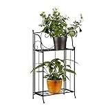 Relaxdays Blumenregal Metall 2-stöckig für Topfpflanzen, Balkon-Deko draußen, stehend HxBxT: 64,5 x 33,5 x 18cm, schwarz