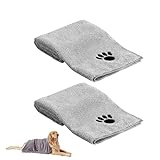 YUGUOLAN 2 Stück Hundehandtuch Extra Saugfähig, Hunde Handtuch, Handtuch Hund, Hundehandtuch Große Hunde, Extra Saugfähig Für Hunde Und Katzen, Für Katzen, Hunde Oder Andere Haustiere (75 X 35 cm)